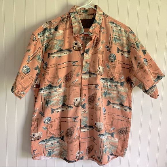 North River, Men’s button down 100% cotton fishing lover shirt. Gently worn. - Picture 2 of 6